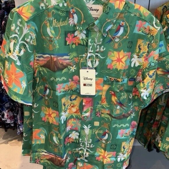 2025 Disney Parks RSVLTS Enchanted Tiki Room Green Shirt Button Up NEW - Picture 2 of 3
